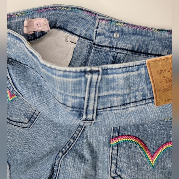 Levis Kids Girls  Size 12 XL 9 -10 Year  Embroidery Light Blue  Short Pants - Picture 8 of 8